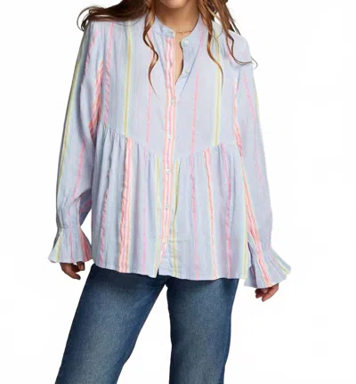 Chaser Dolphin Button Down In South Beach Stripe In Purple