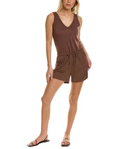 Chaser Double V Romper In Beige