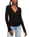 Chaser Heritage Waffle Long Sleeve Double V Neck Shirttail Tee In True Black