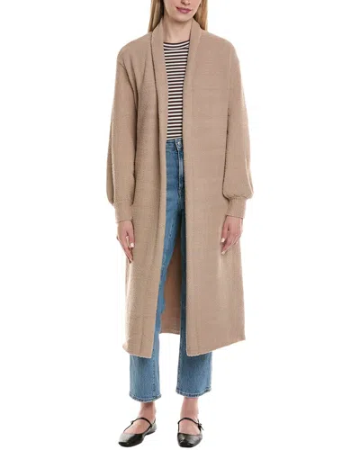 Chaser Feather Yarn Sweater Knit Eveee Maxi Cardigan In Brown