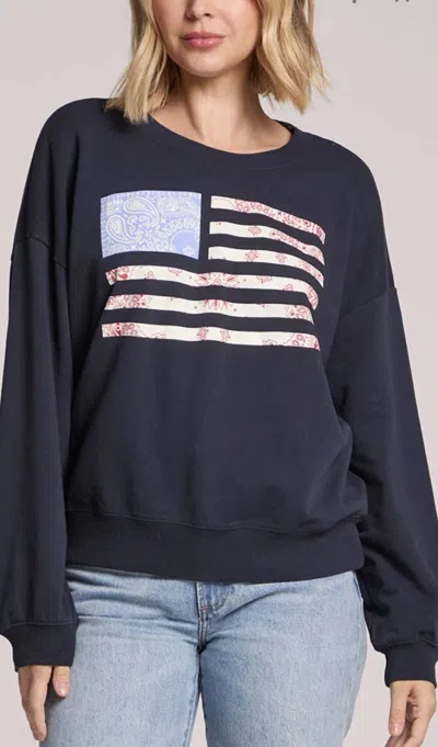 Chaser Flag Adornment Long Sleeve Sweatshirt In Navy In Blue