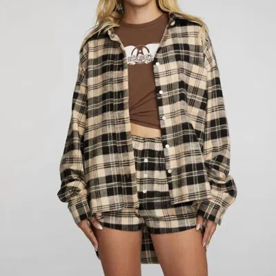 Chaser Flannel Long Sleeve Button Down Shirt In Neutral