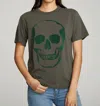 Chaser Flocked Skull Tee In Safari In Green