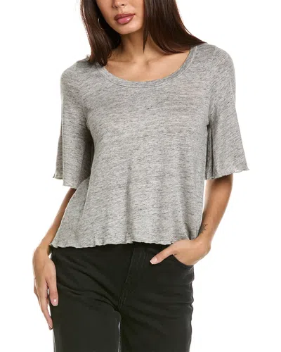 Chaser Flounce Linen-blend T-shirt In Grey