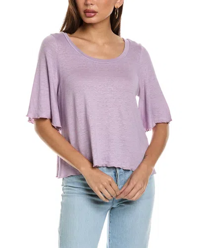 Chaser Flounce Linen-blend T-shirt In Purple