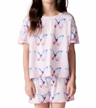 Chaser Kids' Flutter Butterfly Tee In Pink