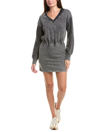Chaser French Terry Channel Mini Dress In Black