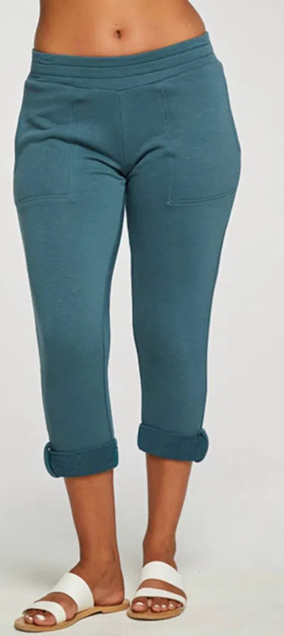 Chaser French Terry Cropped Rolled Hem Jogger In Riviera In Multi