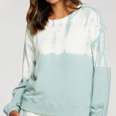 Chaser French Terry Raglan Pullover Ice Plant In Blue