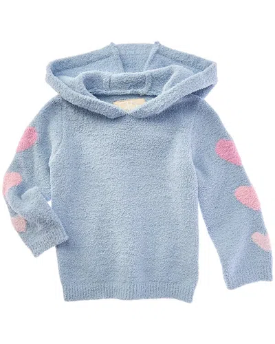 Chaser Kids' Fuzzy Fleece Knit Cropped Shirred Hoodie In Blue
