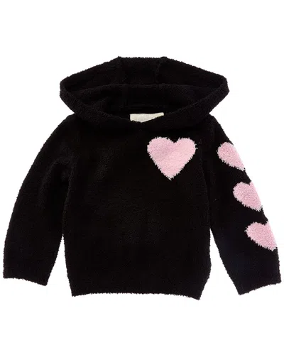 Chaser Kids' Fuzzy Fleece Knit Semi Cropped Shirred Hoodie In Black
