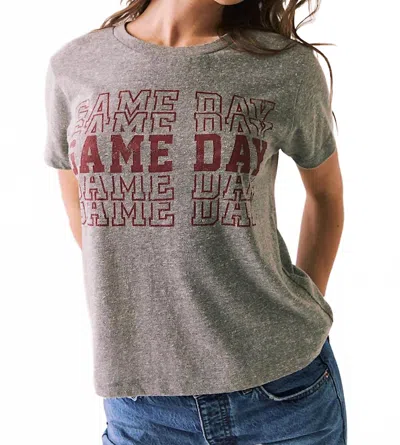 Chaser Game Day Vintage Style With Maroon Graphic Tee In Grey In Gray