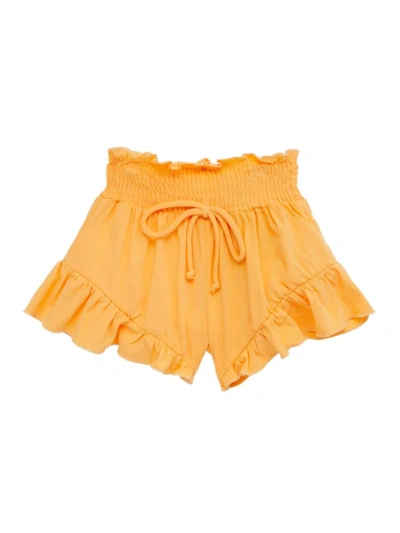 Chaser Girl's Floral Drawstring Shorts In Orange