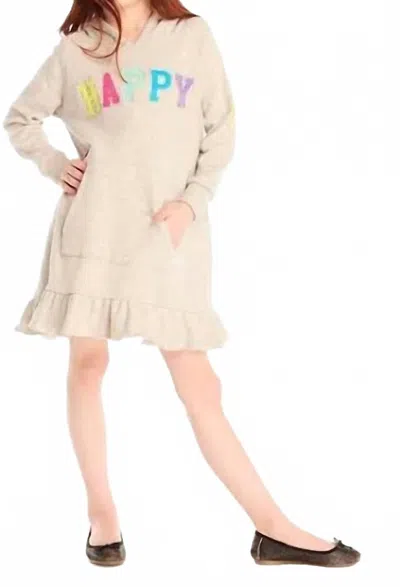 Chaser Kids' Girl's Glitter Smiley Hoodie Dress In Heather Grey