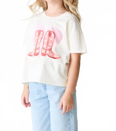 Chaser Kids' Girl's These Boots Heart Short Sleeve Tee In White