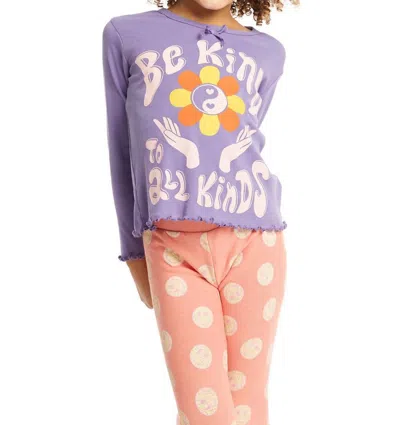 Chaser Kids' Girls Be Kind Long Sleeve Tee In Veronica Purple In Multi