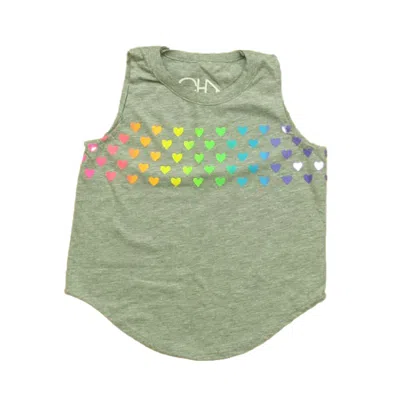 Chaser Kids' Girls Gray Hearts Tank Top In Green