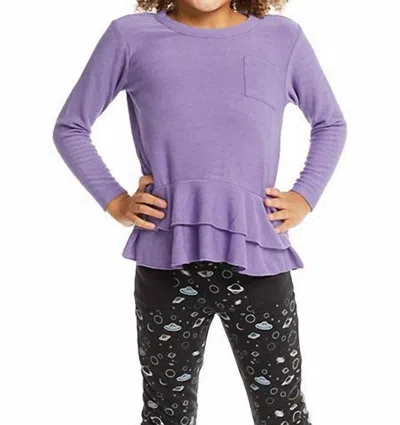 Chaser Kids' Girls Long Sleeve Peplum Top In Purple
