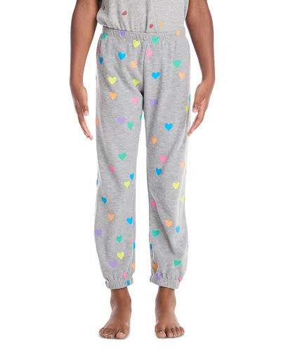 Chaser Girls' Rainbow Hearts Sweatpants - Big Kid In Heather Grey