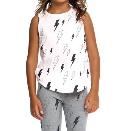 Chaser Kids' Glitter Bolts Sleeveless Tee In White