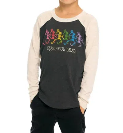 Chaser Kids' Grateful Dead Dancing Skeletons Top In Vintage Black