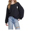 Chaser Halloween Embroidered Skull Oversized Sweatshirt In Black In Black