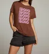 Chaser Italia Graphic Short Sleeve Top In Coffee