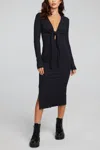 Chaser Jenn Midi Dress In Shadow Black In Black