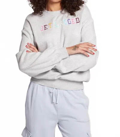 Chaser Jet Lagged Rainbow Long Sleeve Top In Heather Grey In Gray