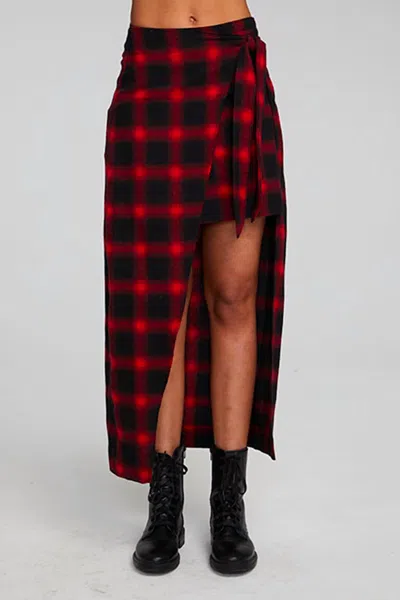 Chaser Jet Wrap Skirt In Sunset Plaid In Multi