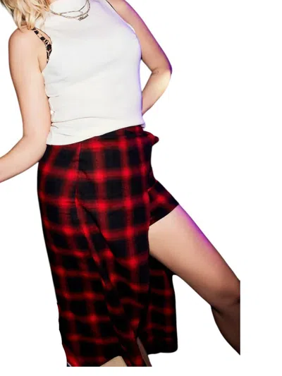 Chaser Jet Wrap Skirt In Sunset Plaid In Multi