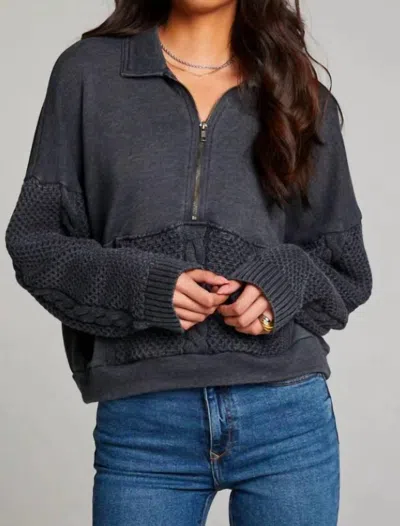 Chaser Joe Half Zip Sweater In Licorice In Black