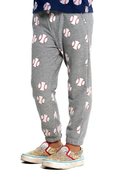 Chaser Kid's Baseball Player Sweatpants In Fun Print In Gray