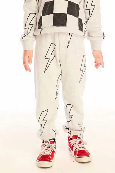 Chaser Kids' All Over Bolts Pants In Heather Grey In Gold