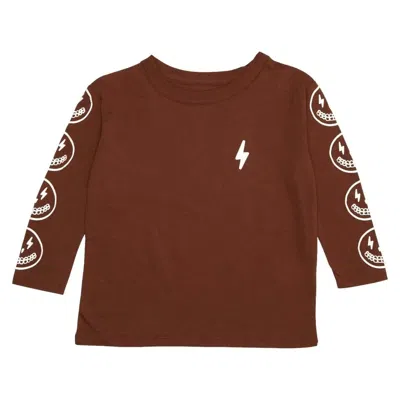 Chaser Kids  Lightning Skeleton Tee Brown Cotton Regular Fit Crew Neck Red570