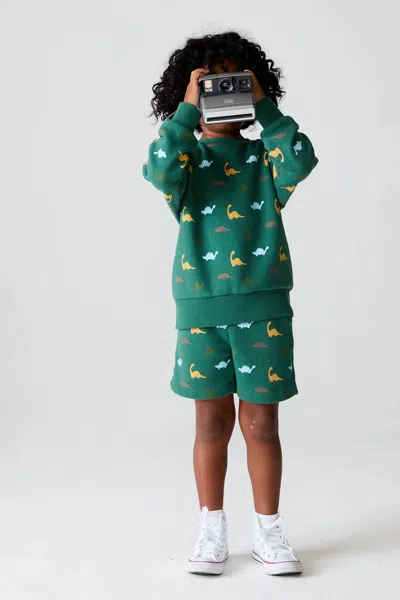 Chaser Kids' Dino Party Shorts In Broccolini In Green