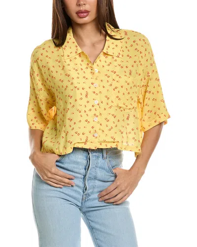 Chaser Kinney Button-down Crop Top In Yellow