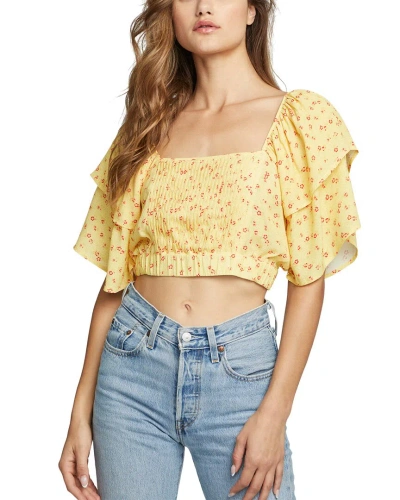 Chaser Kinney Flutter Sleeve Crop Top In Yellow