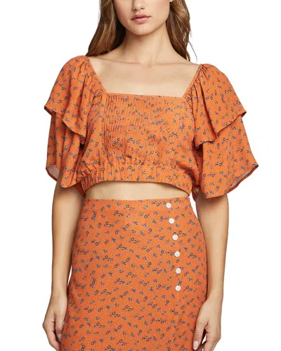 Chaser Kinney Flutter Sleeve Crop Top In Tglil