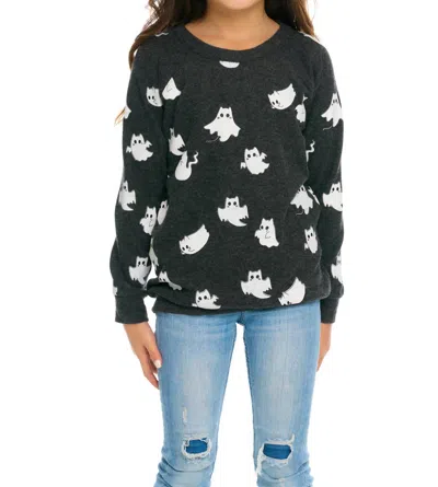 Chaser Kids' Kitty Ghosts Sweatshirt In Black In Blue