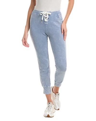 Chaser Lace-up Cuffed Linen-blend Jogger In Blue