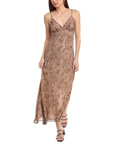 Chaser Leopard Printed Kiss Slip Dress In Gold
