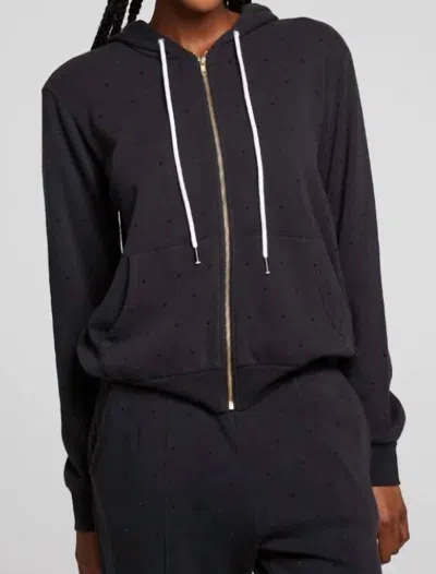 Chaser Lex Zip Up Hoodie In Licorice In Multi