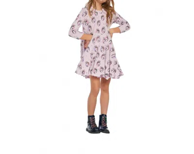 Chaser Kids' Lilac Unicorn Twirl Dress In Pink In Orange