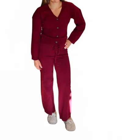 Chaser Lilou Knit Jogger Pant In Fig In Red