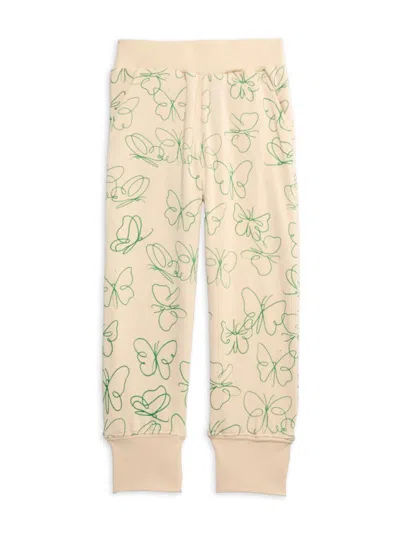 Chaser Kids' Little Girl's Butterfly Fleece Sweatpants In Beige Green