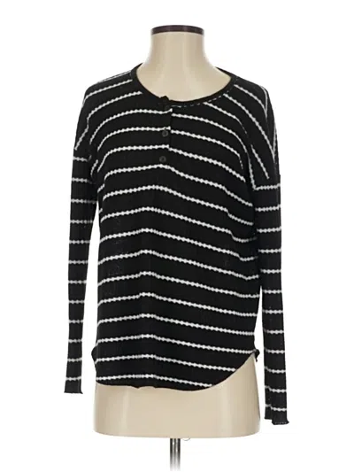 Pre-owned Chaser Long Sleeve Henley Shirt In Black