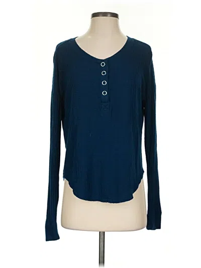 Pre-owned Chaser Long Sleeve Henley Shirt In Blue