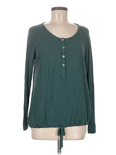 Pre-owned Chaser Long Sleeve Henley Shirt In Teal