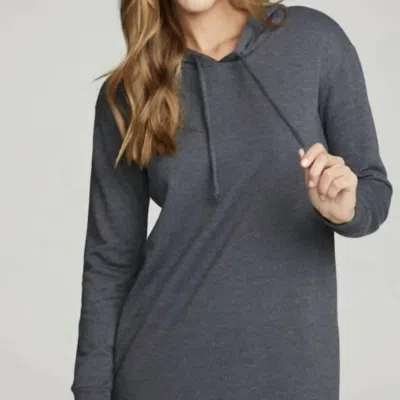 Chaser Long Sleeve Hoodie Dress In Grey